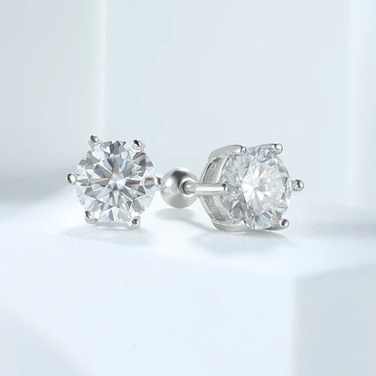 6.5mm Certified Moissanite Stud Earrings for Men Women Created Diamond Studs S925 Rhodium Plated Luxury Quality Jewelry