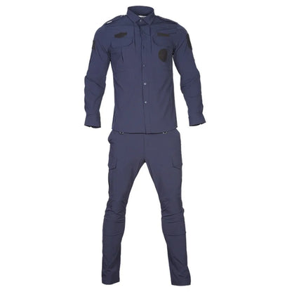 Quick Drying Workwear Suit Men Combat Elastic Tactical Training Set Multi Pocket Man Security Staff Uniform Cargo 2pcs Suits