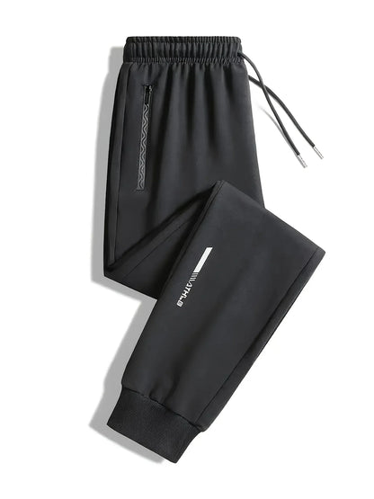 Men's casual running pants, delicate elastic running pants, fast drying ice silk straight tube breathable fitness pants