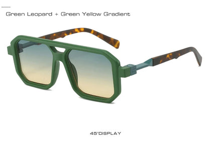 New Double Bridges Square Sunglasses Women Fashion Gradient Shades UV400 Retro Polygon Men Sun Glasses