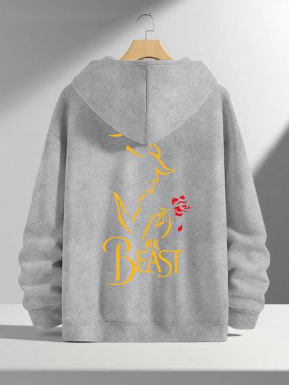 Romantic Theme Beauty and the Beast Couple Hoodies Men'S Women'S Separate Styles Pullover Casual Loose Fit Sweatshirt Hoodie Y2K