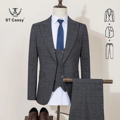 High Quality Plaid suit Formal Business Office Men's Suits Fashionable and Casual evening gown