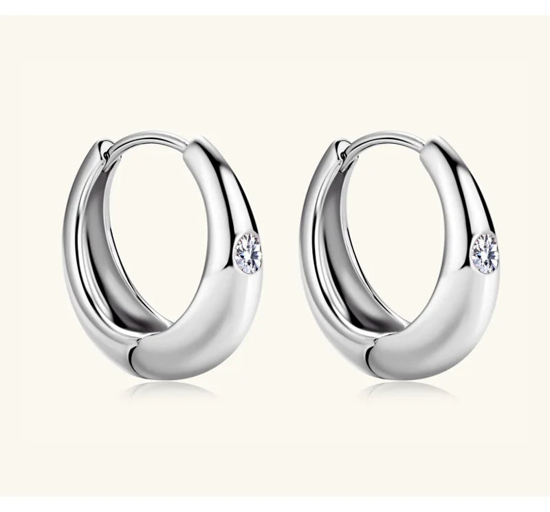 Premium Real 0.12cttw Moissanite Hoop Earrings for Women Girls S925 Silver Earring Party Fine Jewelry Small Ear Buckle Gift