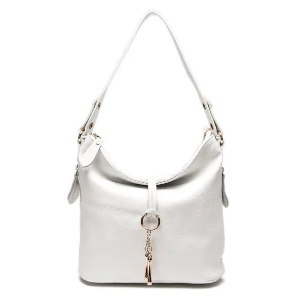 Elegant Blue Women Shoulder Bag 100% Genuine Leather White Hobos Handbag Lady Messenger Purse Charm Lock Decoration Red