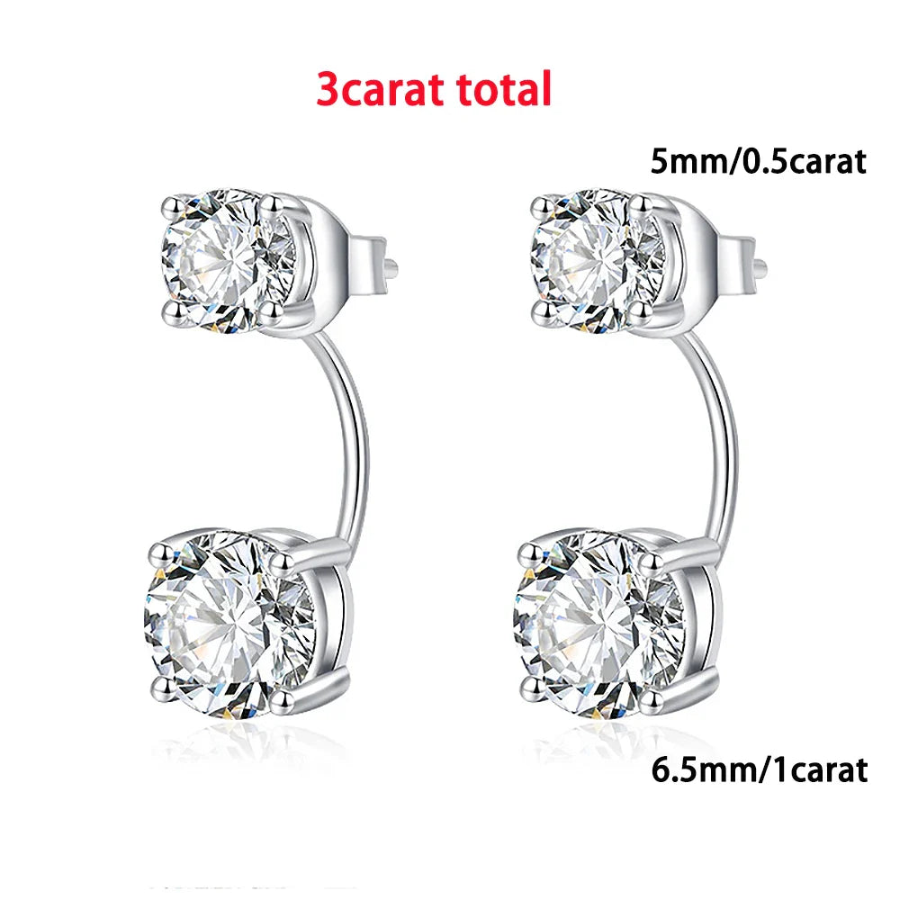 Moissanite Stud Earring with Certificates 925 Silver Lab Diamond Drop Earring 2-wearing Style Detachable Earcuff for Women