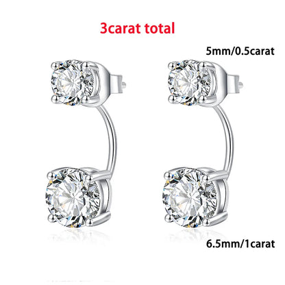 Moissanite Stud Earring with Certificates 925 Silver Lab Diamond Drop Earring 2-wearing Style Detachable Earcuff for Women