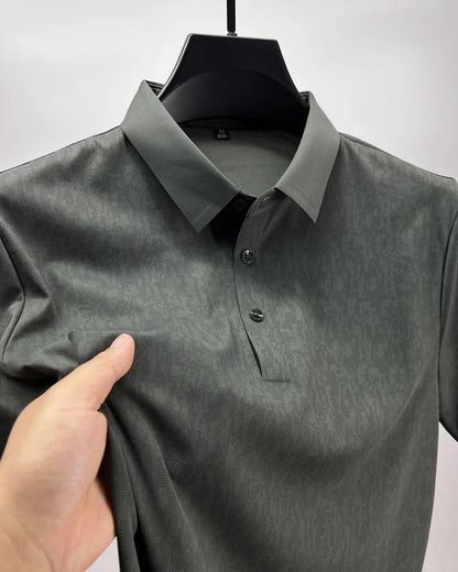 High end jacquard design short sleeve T-shirt men new summer ice silk breathable and cool lapel top fashionable brand POLO shirt