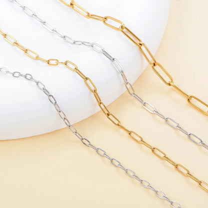 Polished Paper Clip Chain 2.5/2.7/4mm Stainless Steel Necklace Trendy Layering Choker Waterproof Jewelry Men And Women