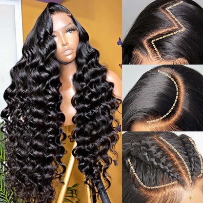 13x6 HD Lace Loose Deep Wave Frontal Wigs 40 42 Inch Deep Curly Lace Front Human Hair Wigs Preplucked Glueless Wig Human Hair