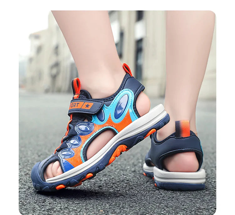 Summer Sport Sandals for Children's 5-16 Years Boys Breathable Anti-Slip Beach Water Shoes Outdoor Anti-Bump Walking Sandails