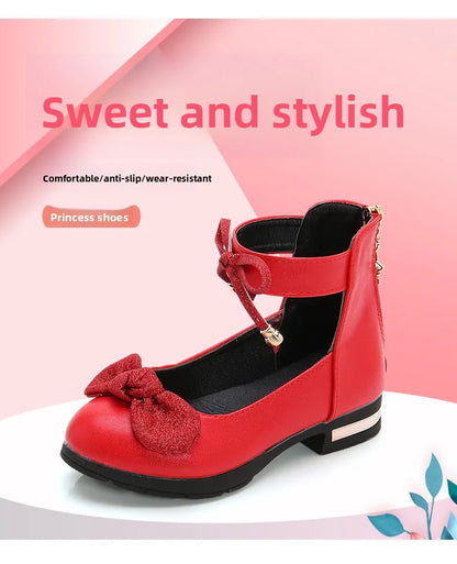 2026 Shiny Bow Stage Elegant Comfortable Catwalk Fashion Spring/summer Students Baby Girls Princess Shoes Cute Kids Sandals