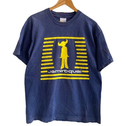 Jamiroquai Band graphic charcoal black short sleeved unisex T-shirt Harajuku retro hip-hop summer preferred cotton