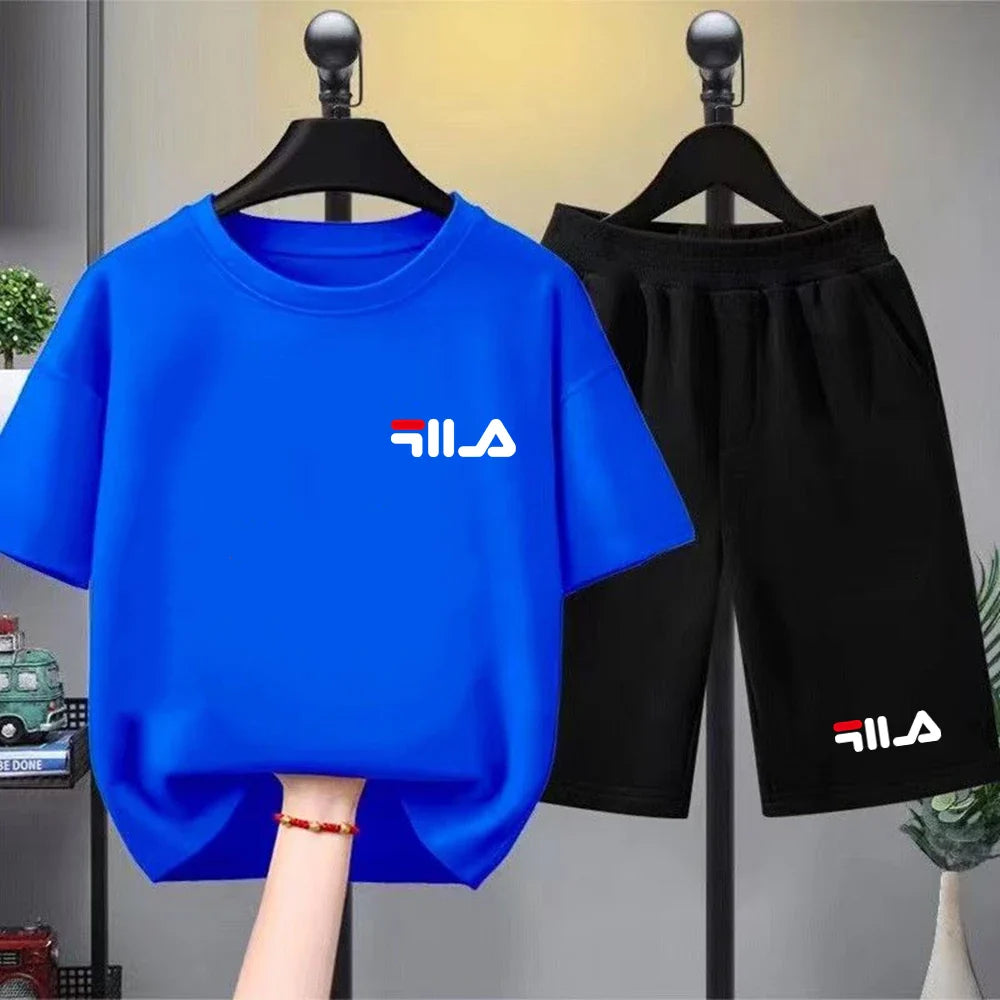 Children Print T-shirt Summer Clothes 3-12Yrs Boys Girls Short-sleeved Top+Shorts Casual Brand Fashion Sports Set Clothing