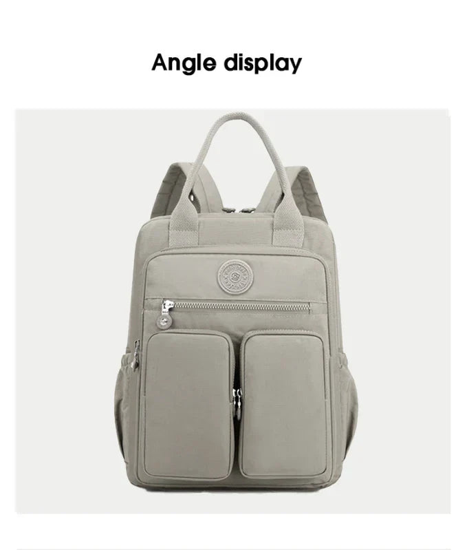 Fashion Woman Backpack Waterproof Nylon Soft Handle Solid Multi-pocket Travel Zipper Feminina School Bags Laptop Backpack