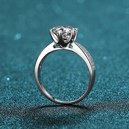 0.5ct 1ct Moissanite Engagement Ring Women Proposal Rings S925 Sterling Silver with White Gold Plated Wedding Band