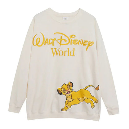 Embroidery Sweatshirt The Lion King Simba Nala Cartoon Jumper O Neck Long Sleeve Women Casual Pullover Top