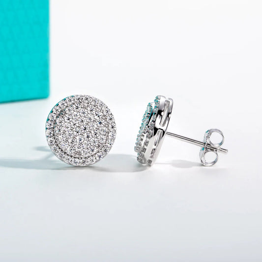 0.9cttw Iced Out Moissanite Stud Earrings 925 Sterling Silver Earring New Age Layered Hip Hop Jewelry for Women&Men