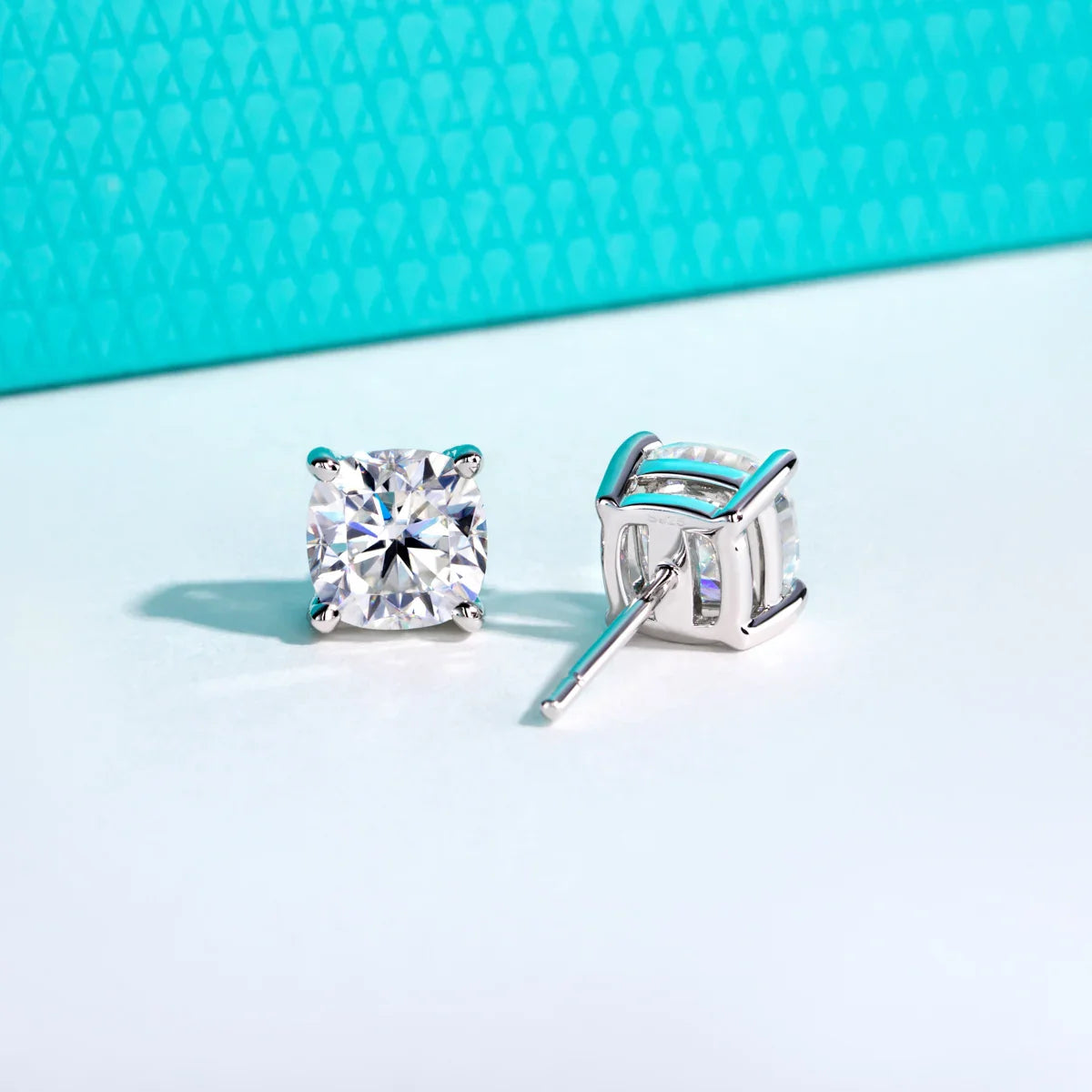 1cttw-6cttw Cushion Moissanites Earrings 925 Sterling Silver D Color VVS1 Moissanite Classic Stud Earrings for Woman