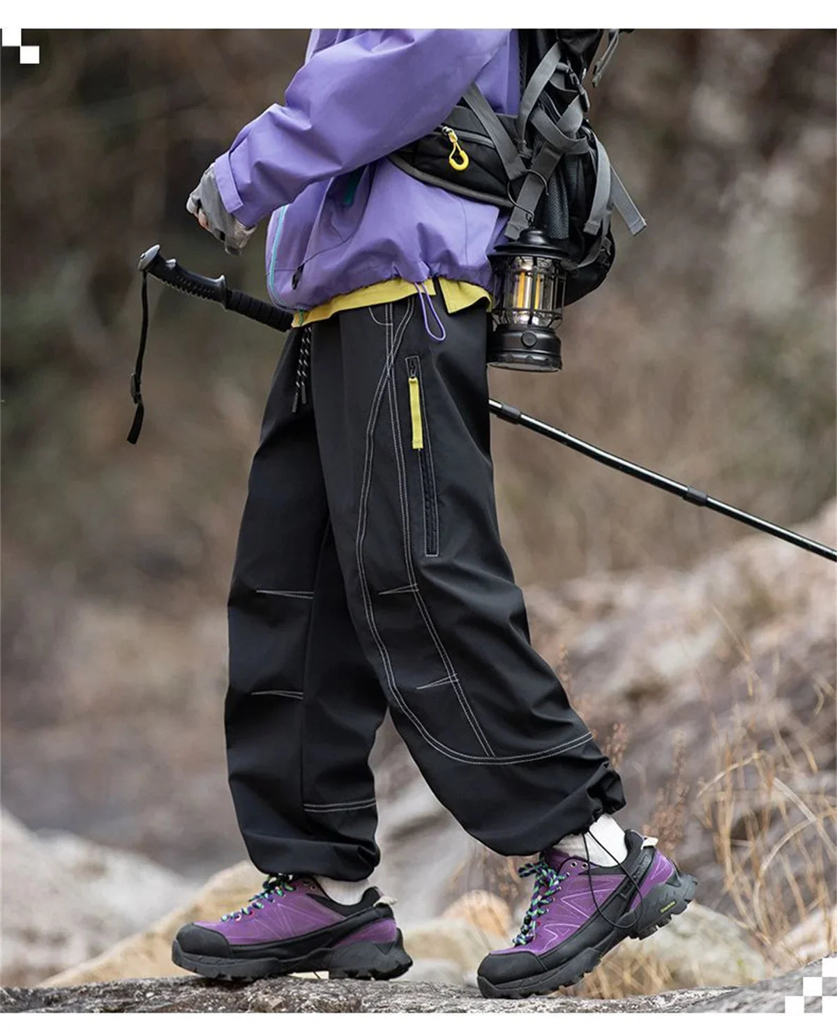 Outdoor Soft Shell Charging Pants Thin Version Retro Men's and Women's Three-proof Quick-drying Paratrooper Pants Loose Hiking