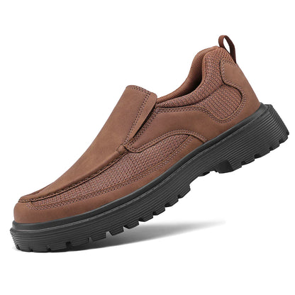 Fashion Khaki Casual Shoes for Men Suede Leather Loafers Men Platform Slip-On Men's Driving Shoes Lightweight Leisure Men Shoes