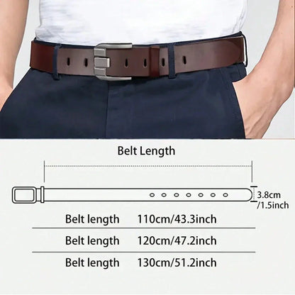 New Classic Luxury Vintage Men's Leather Belt - Black PU Material with Square Alloy Buckle - Perfect for Casual or Business Wear