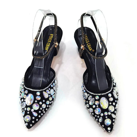 Newest INS Style Lace Elegant High Heels Pointed-Toe Nigeria Popular Design African Ladies Shoes And Bag Set