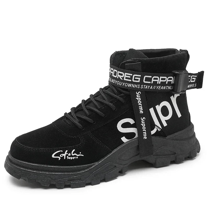 Cloth Men Boots High Top Ankle Boots British Style Men Casual Shoes Outdoor Breathable Walking Sneakers Comfortable Work Boots