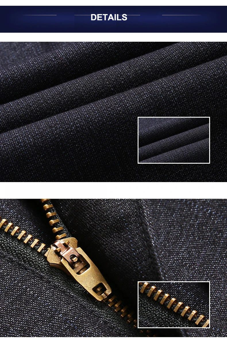 Autumn Summer New Men's Slim Business Pants Fashion Stretch Thicken Casual Trousers Brand Solid Pant Black Navy Plus Size GOZBKF