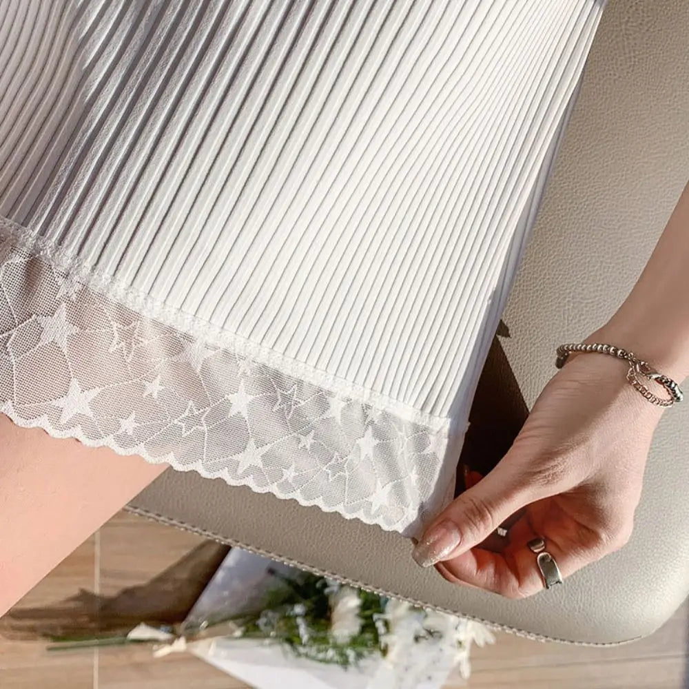 Slip-proof Lace Silk Safety Shorts New Thin Terylene Ice Silk Pants Breathable Home Pants Women