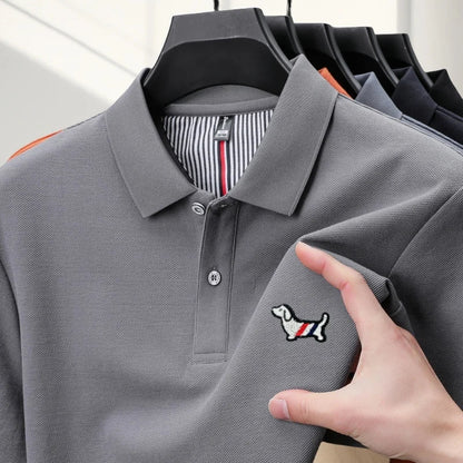 100% pure cotton men's classic dog polo shirt, business casual, sweat absorbing, breathable, daily use, short sleeved T-shirt
