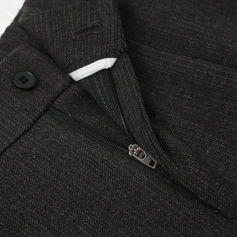 Men's Casual Straight-Leg Wool Trousers - American Style Commuting Pants Perfect for Fall/Winter 28-38