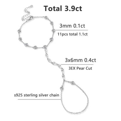3mm Moissanite Finger Bracelets for Women 15-21cm Adjustable Chain GRA Certified s925 Sterling Silver Bubble Bracelet