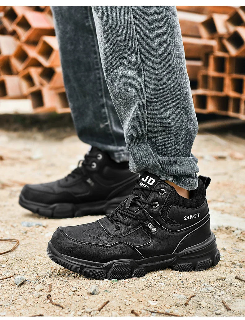 Man Safety Shoes Puncture-Proof Work Sneaker Waterproof Work Shoes Steel Toe Shoes Safety Boots Indestructible Shoes Lightweight