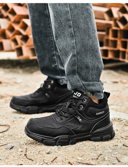 Man Safety Shoes Puncture-Proof Work Sneaker Waterproof Work Shoes Steel Toe Shoes Safety Boots Indestructible Shoes Lightweight