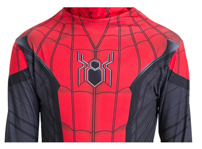 Kids Superhero Onesie Movie Character Role Play Mask Costume Halloween Spider Pattern Costume Kids Holiday Gift