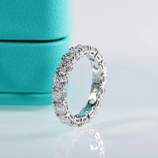 4mm D Color Moissanite Eternity Band Ring 925 Sterling Silver Wedding Rings For Women Jewelry Wholesale