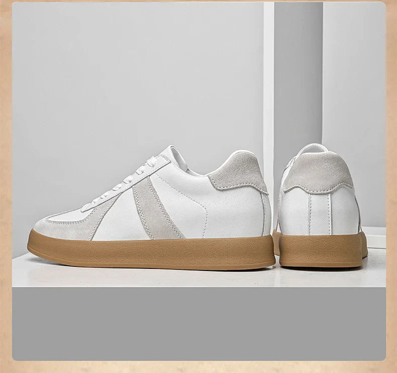 Invisible Height-Increasing Shoes 8cm German Training Shoes for Men, Summer Breathable Casual Sneakers, Genuine Leather Retro Versatile Forrest Gump Shoes 6cm
