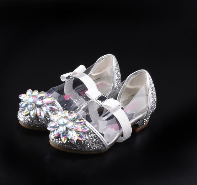 Fashion Cinderella Crystal Bright Diamond Shoes Girl Princess Single Shoes Girl Performance High Heels Shoes