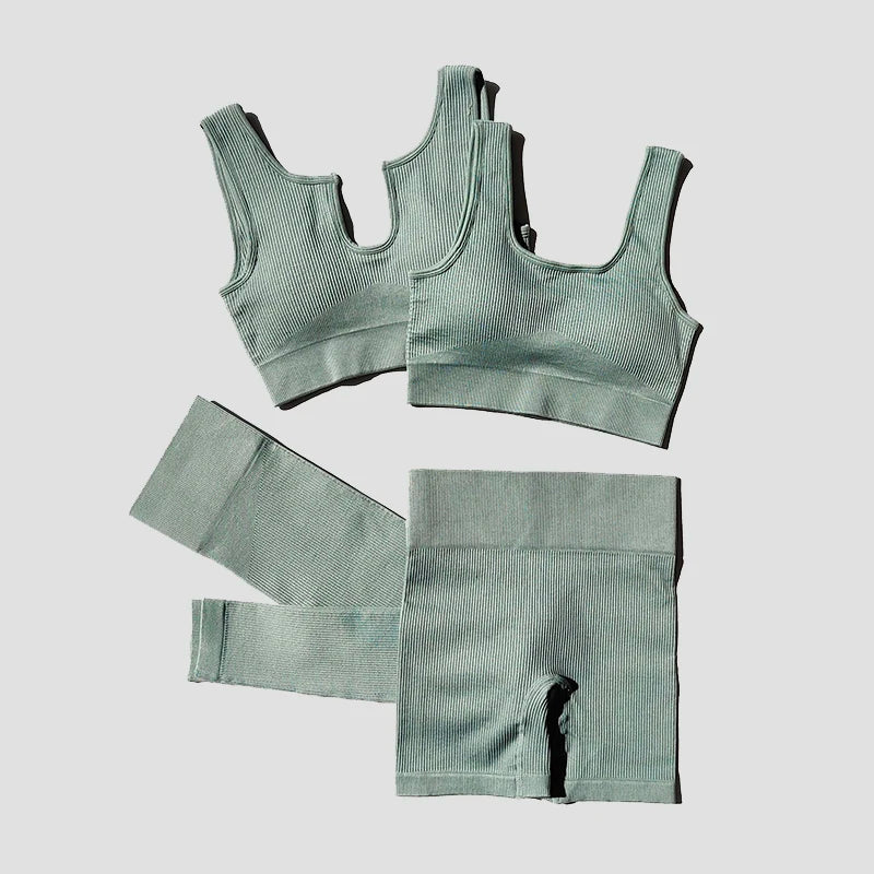 2/4/6PCS Seamless Women Yoga Set Workout Sportswear Fitness Bra Sport Pants Gym Clothing High Waist Leggings Shorts Sports Suits