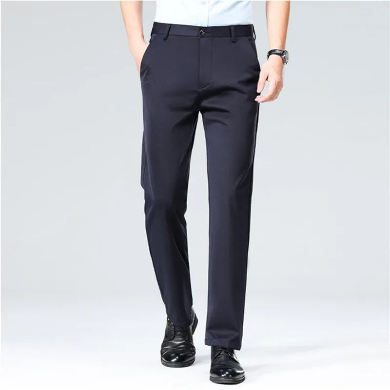 Men's Straight Suit Pants Solid Color Smart Casual Office Trousers Men Spring Autumn Fashion Formal Full Length Suit Pant Man