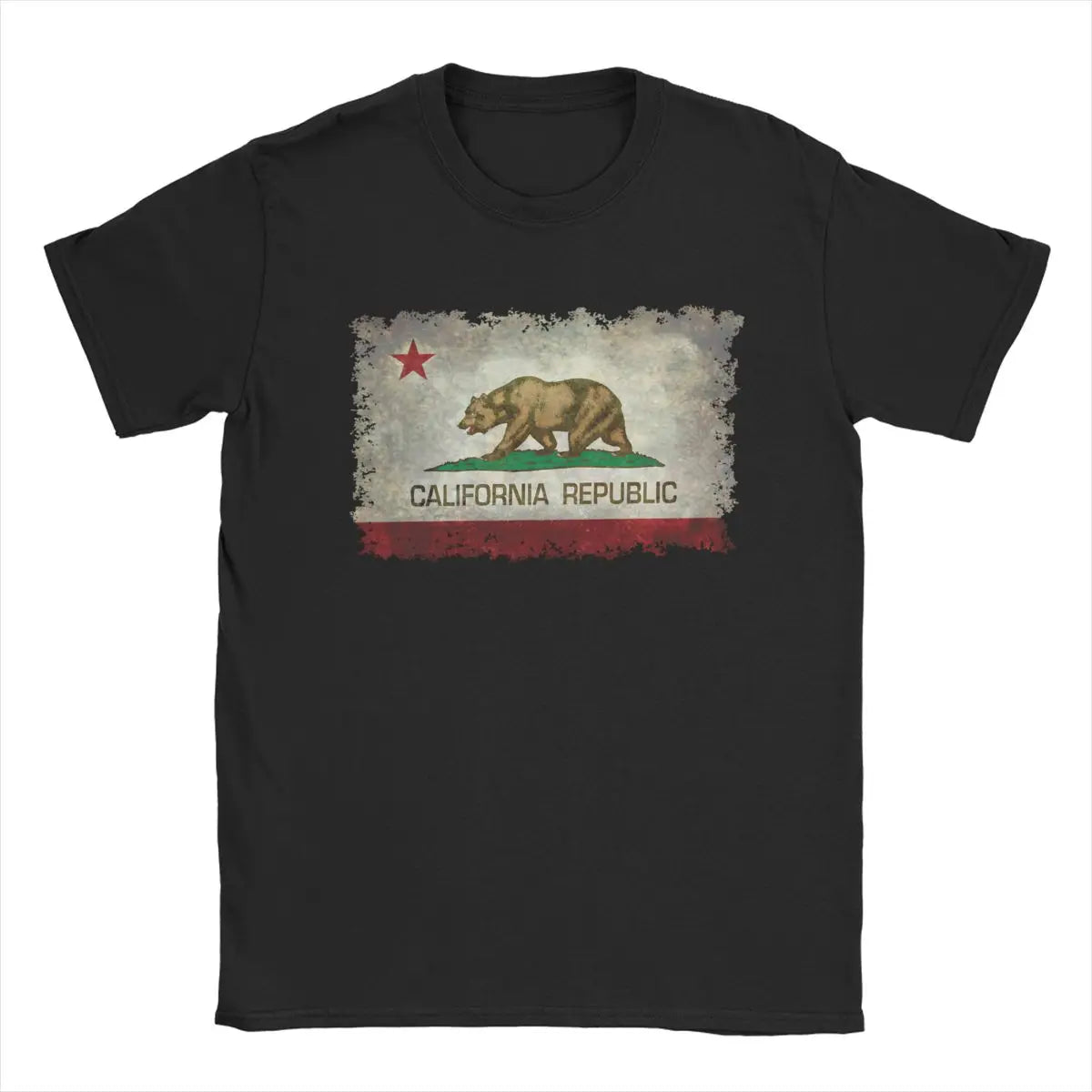 California Republic Bear Flag T-Shirts for Men Creative Cotton Tee Shirt Round Neck Short Sleeve T Shirts 4XL 5XL 6XL Clothing