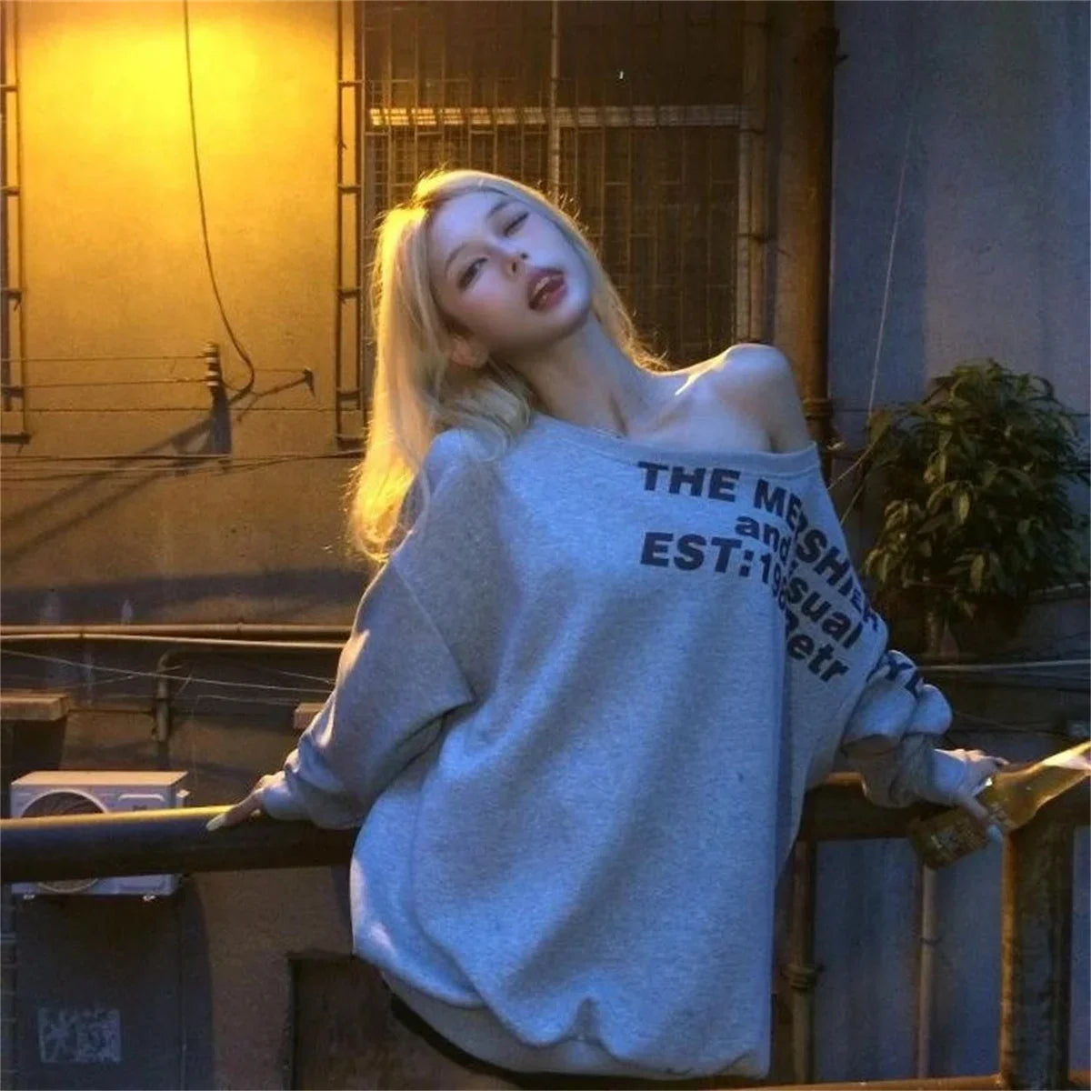 Camiseta Y2K Sexy Oversize Feminina Streetwear Estampada Manga Longa Básica Blusa Feminina Outono 2025 Inverno Coreana Moda Camisa Oversized