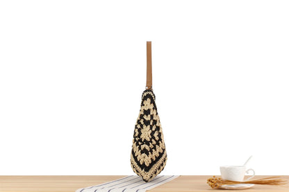 Summer Bohemian Braided Handbag Casual Tote Hollow Straw Beach Bag Woven Shoulder Bag Raffia Rattan Shopping Travel Bag