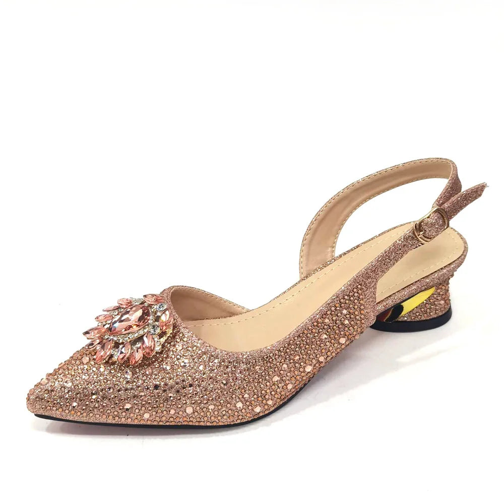 Fashionable Red Color Pointed Top Ladies Shoes Matching Bag Set For Nigerian Women Wedding Party Pump