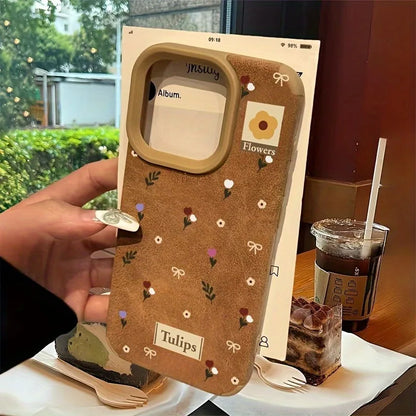 Branches and Leaves Broken Flowers Bonded Leather Phone Case For iPhone 17 16 Pro Max 15 14 Plus 13 12 11 XS X XR 17 Air Cover