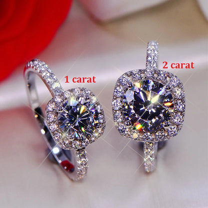 Moissanite Diamond Square Ring D Color 1CT 2CT Real 925 Sterling Silver For Women Wedding Fine Jewelry RI018