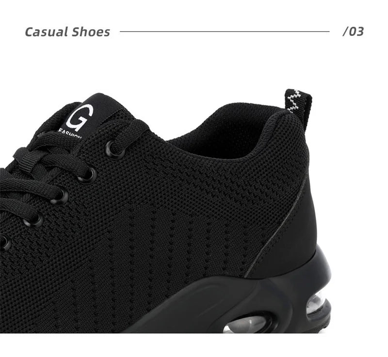 Anti-Smash Anti-puncture Protective Shoes Steel Toe Safety Shoes Men Air Cushion Work Shoes Sneakers Breathable Safety Boots