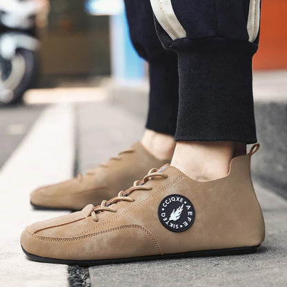 Men's Loafers Lightweight Driving Casual Thin Bottom Flats Shoes Soft Sole Comfortable Non Slip Lace-up Walking Shoes Men