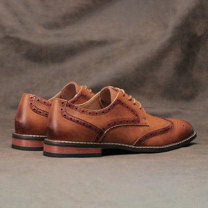 Men's Classic Brogue Dress Shoes – Oxford Wingtip Leather Formal Footwear