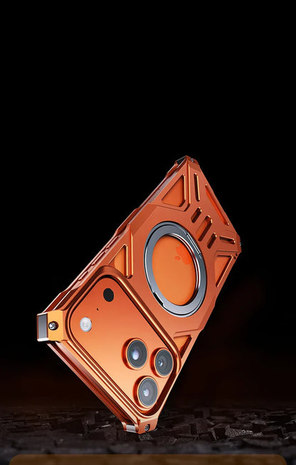 Metal Hollow Heat Dissipation Case For iPhone 17 Pro Max Magnetic Aluminum Alloy 360 Rotating Ring Holder Bracket Stand Cover